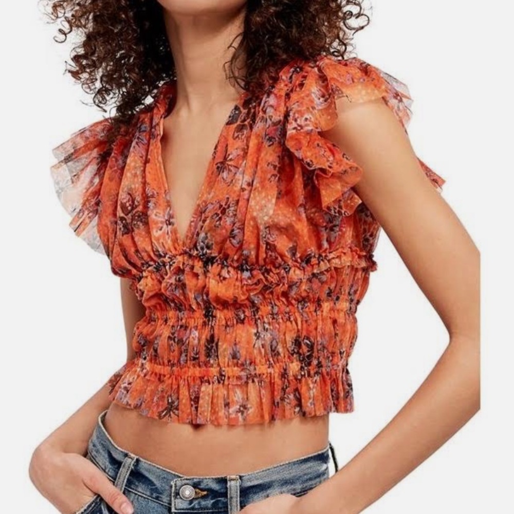 Free People Making Me Smile Top in orange